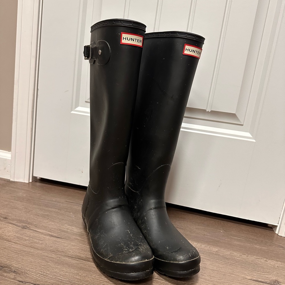 Hunter Women's Original Tall Rain Black Boots, Size 8